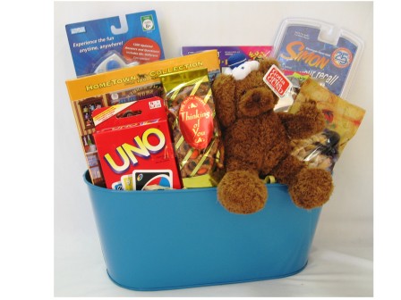 Kids Get Well Soon Care Package Gift Teddy Bear, Get Well Balloon, Candy Snacks Gift Basket & Greeting Card, Package for Kids Children Boy, Girl, Fe